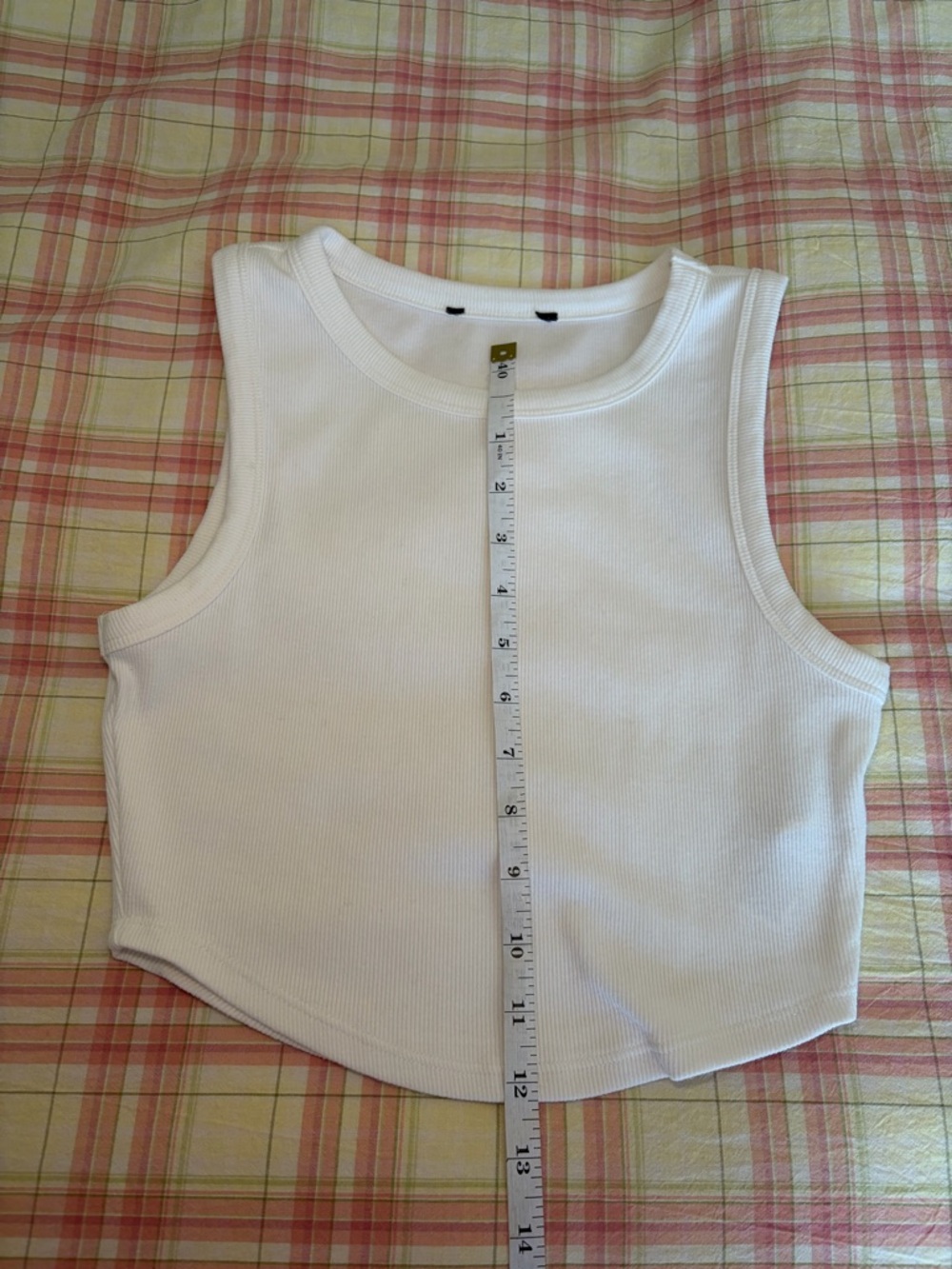 White Ribbed Cropped Basic Tank - Picture 4 of 7